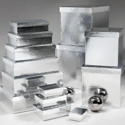 Cajas De Regalo Cajas De Regalo Plateadas, 10 Unidades 6,5 X 3,5 X 8,5 Hasta 22 X 9,5 X 31 Cm (ancho X Alto X Largo)