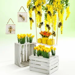 Cajones De Madera Rústica 3 Piezas Amarillo 9 X 12 X 15 Cm