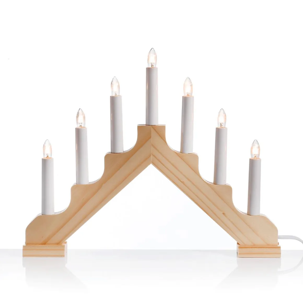 Candelabro De Adviento, 7 Llamas De Madera 37 X 4 X 30 Cm (Anchura X Profundidad X Altura)