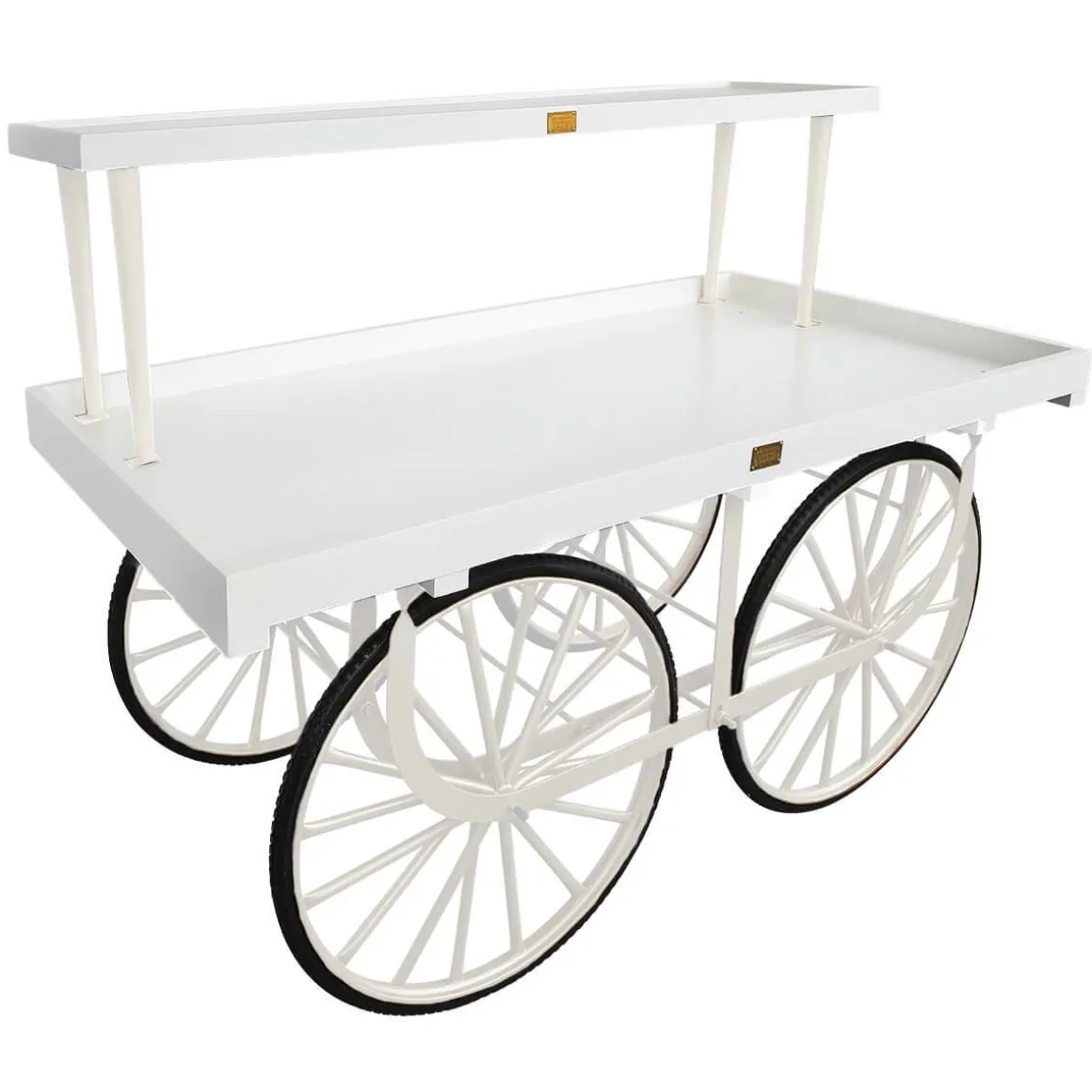 Carro De Mercado Completo Con Base Blanco, Cuerpo Blanco Y Tapa De Madera