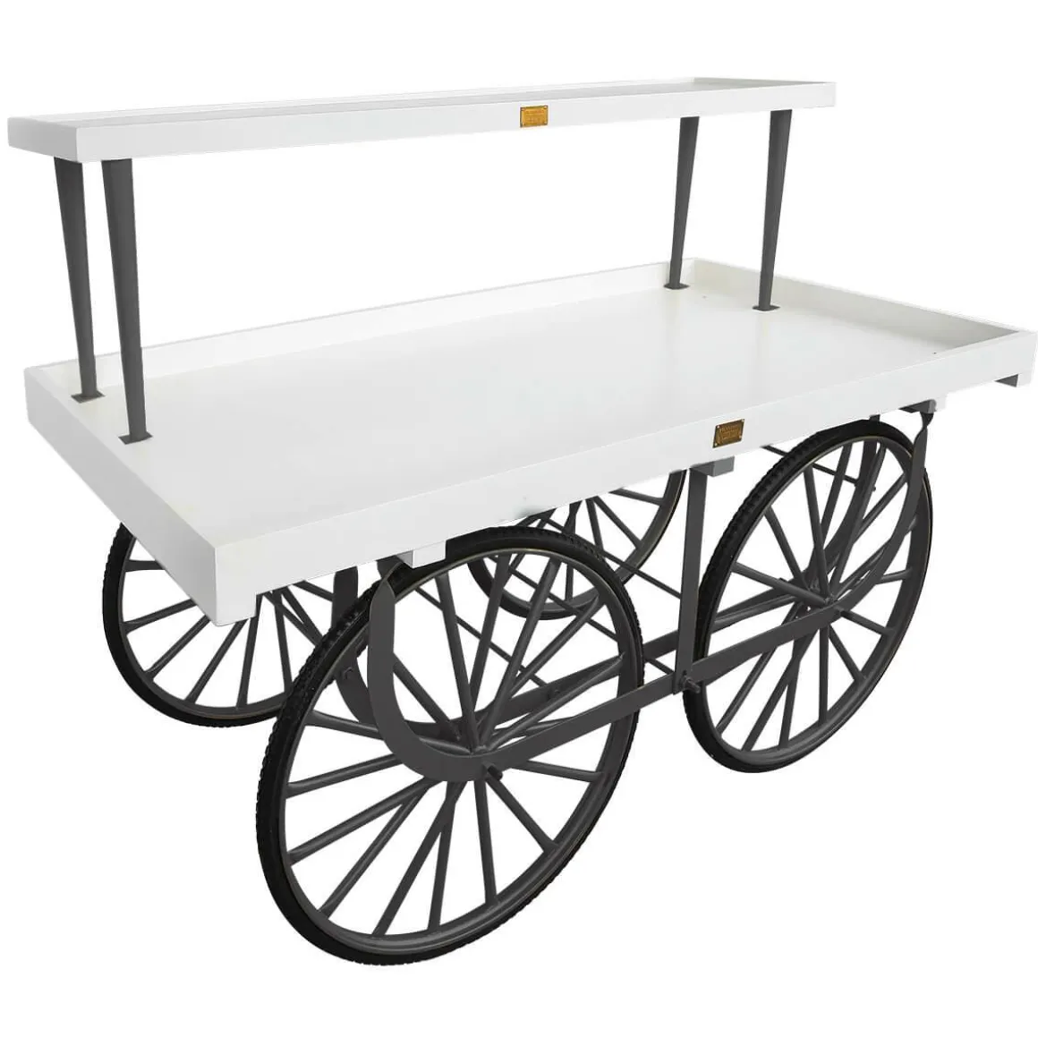 Carro De Mercado Completo Con Base Nero, Cuerpo Blanco Y Tapa De Madera