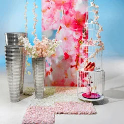 Cartel De Tela Ignífuga "flores De Cerezo Rosa" De Tela De Bandera 100 X 200 Cm