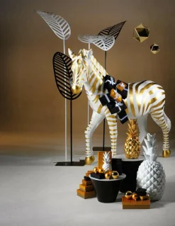 Cebra Decorativa Longitud 190 Cm, Blanco/oro