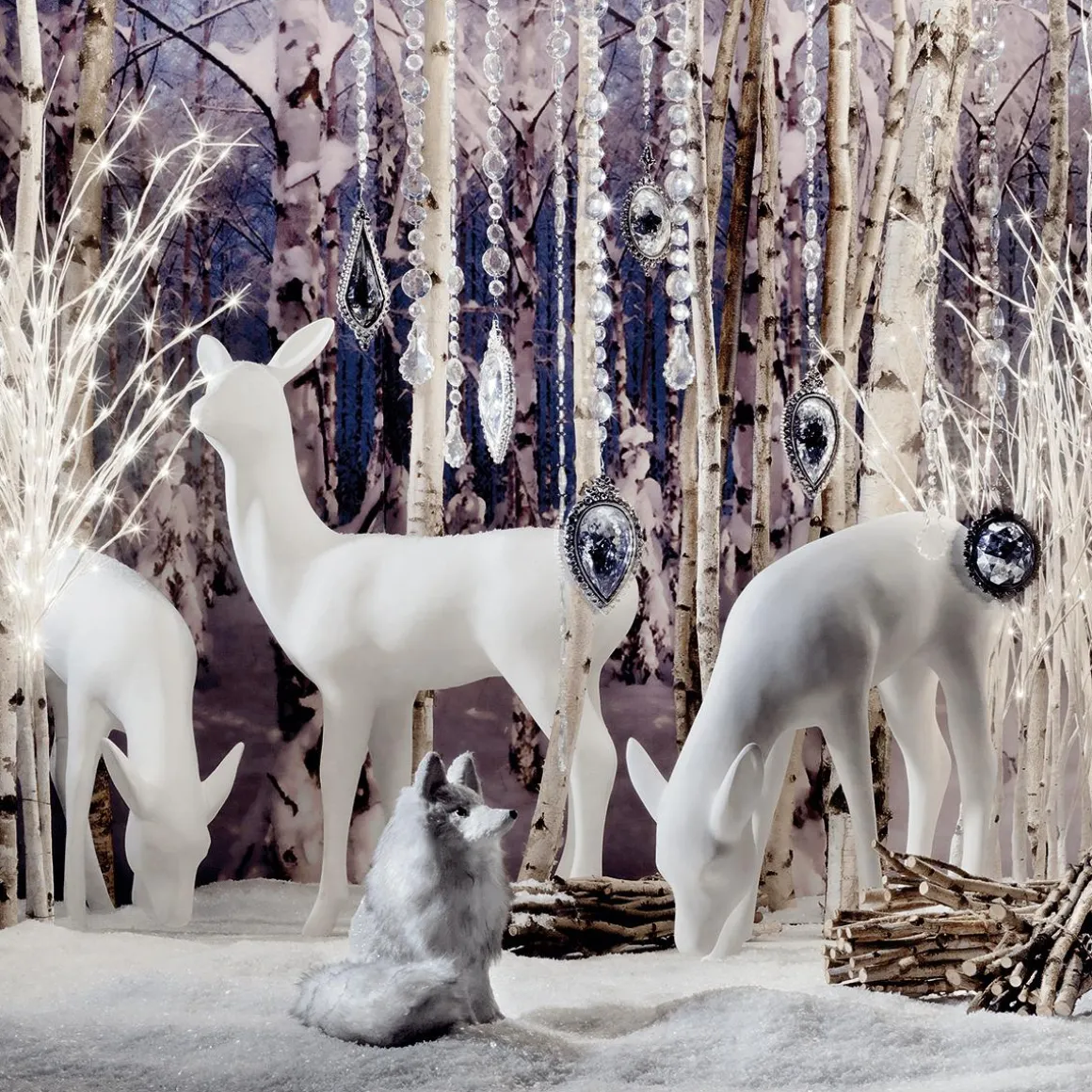 Ciervo Decorativo Pastando Altura 75 Cm, Blanco