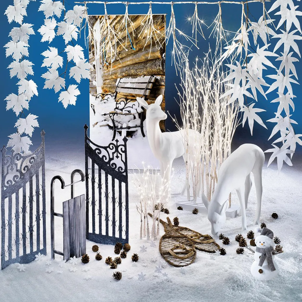 Ciervo Decorativo Pastando Altura 75 Cm, Blanco