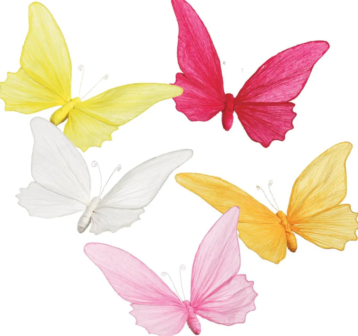 Cinco Mariposas Decorativas De Colores Para Colgar, 26 Cm