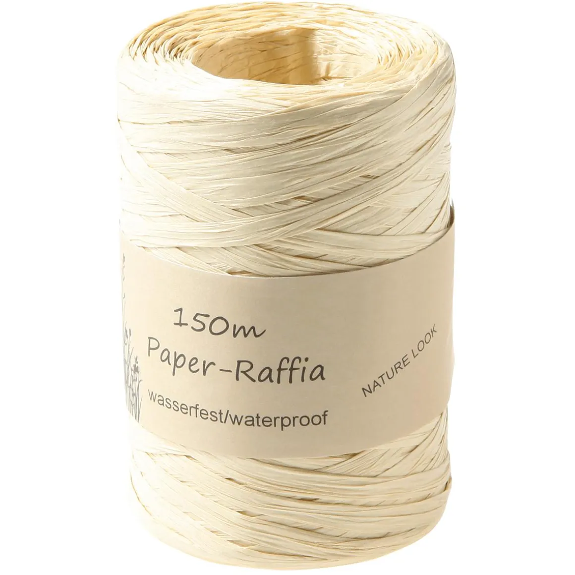Cinta De Rafia Ecológica De Material Degradable 7 Mm 150 M Crema