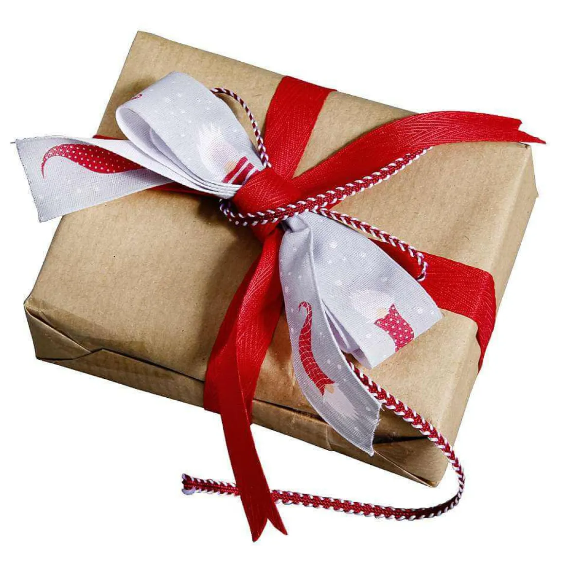 Cinta De Regalo Con Cordón Rojo/blanco 4 Mm 15 M