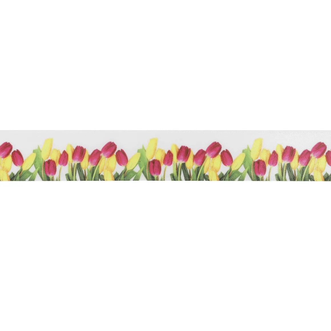 Cinta De Regalo De Satén Con Motivo De Tulipanes, 23 Mm, 20 M