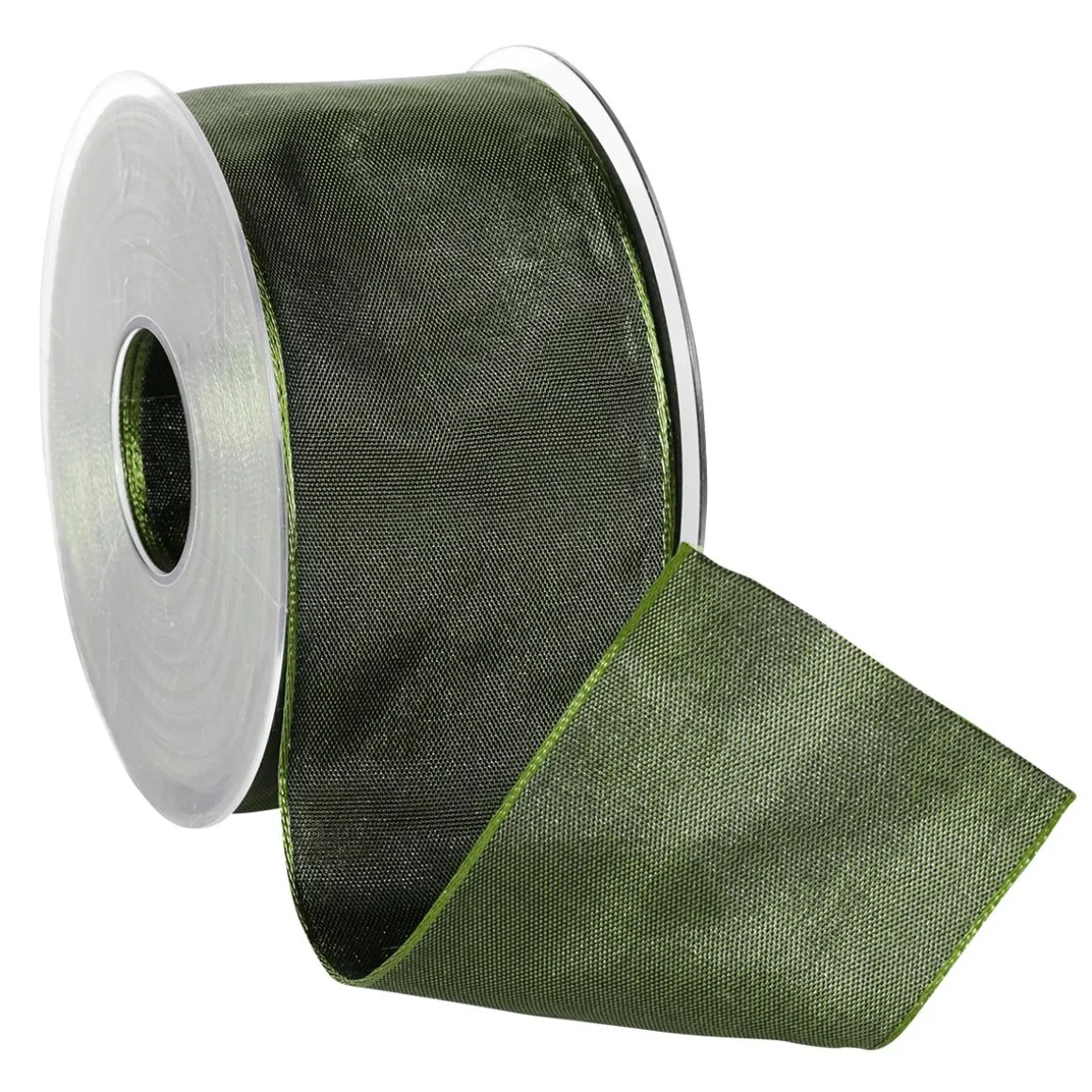 Cinta De Tela Con Borde De Alambre, Verde Oscuro, Anchura 60 Mm