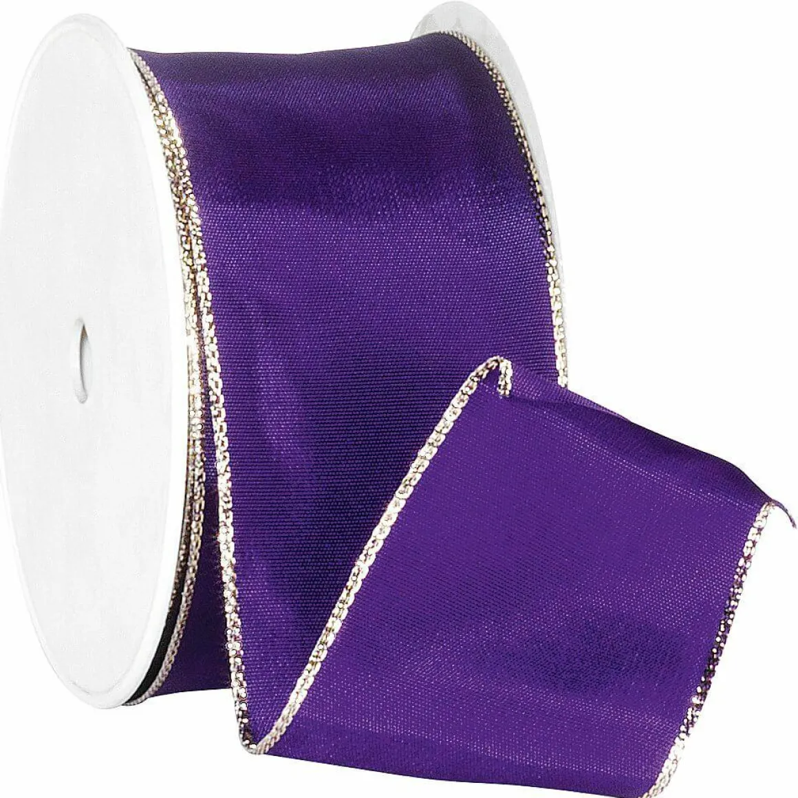 Cinta De Tela Con Bordes Dorados, Color Morado