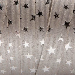 Cinta Rizada De Poliéster "Estrellas", 10 Mm, 100 M, Plata