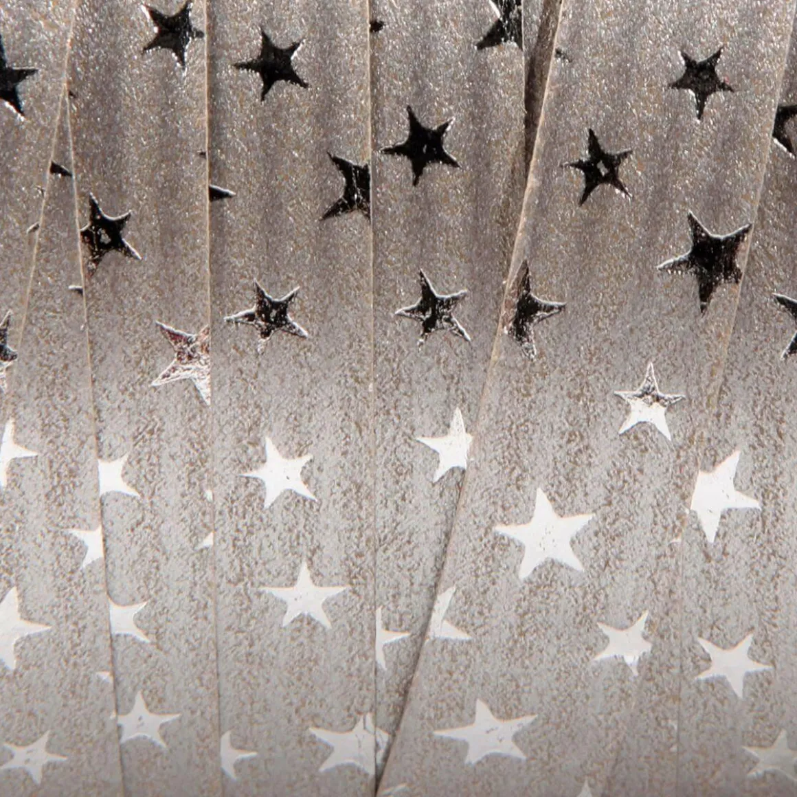 Cinta Rizada De Poliéster "Estrellas", 10 Mm, 100 M, Plata