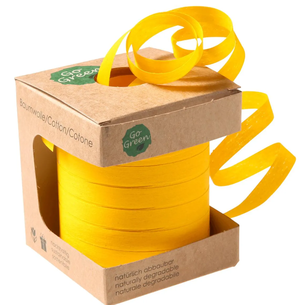 Cinta Rizadora Ecológica De Material Degradable 10 Mm 100 M De Amarillo