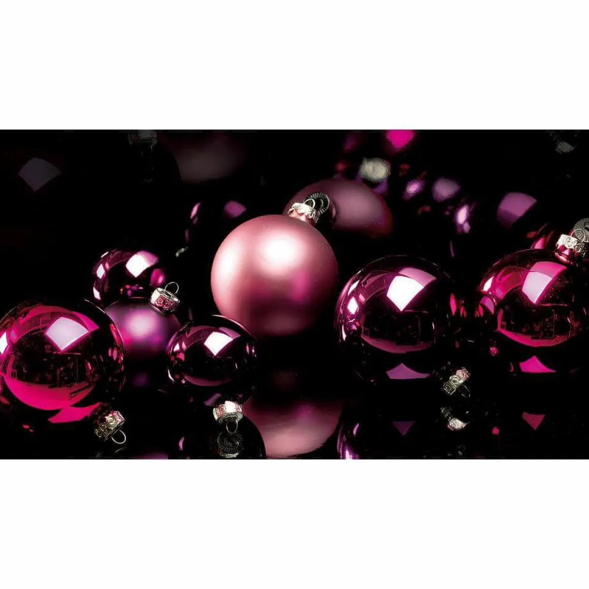 Ciruela, Bolas De Navidad Brillantes De Plástico Ignífugo, 6 Cm Ø - 24 Uds.