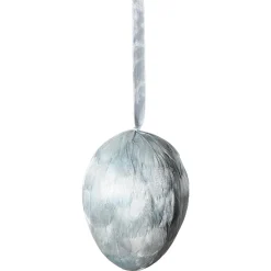 Colgante Decorativo Huevo Con Plumas Azul Hielo, Longitud 10 Cm