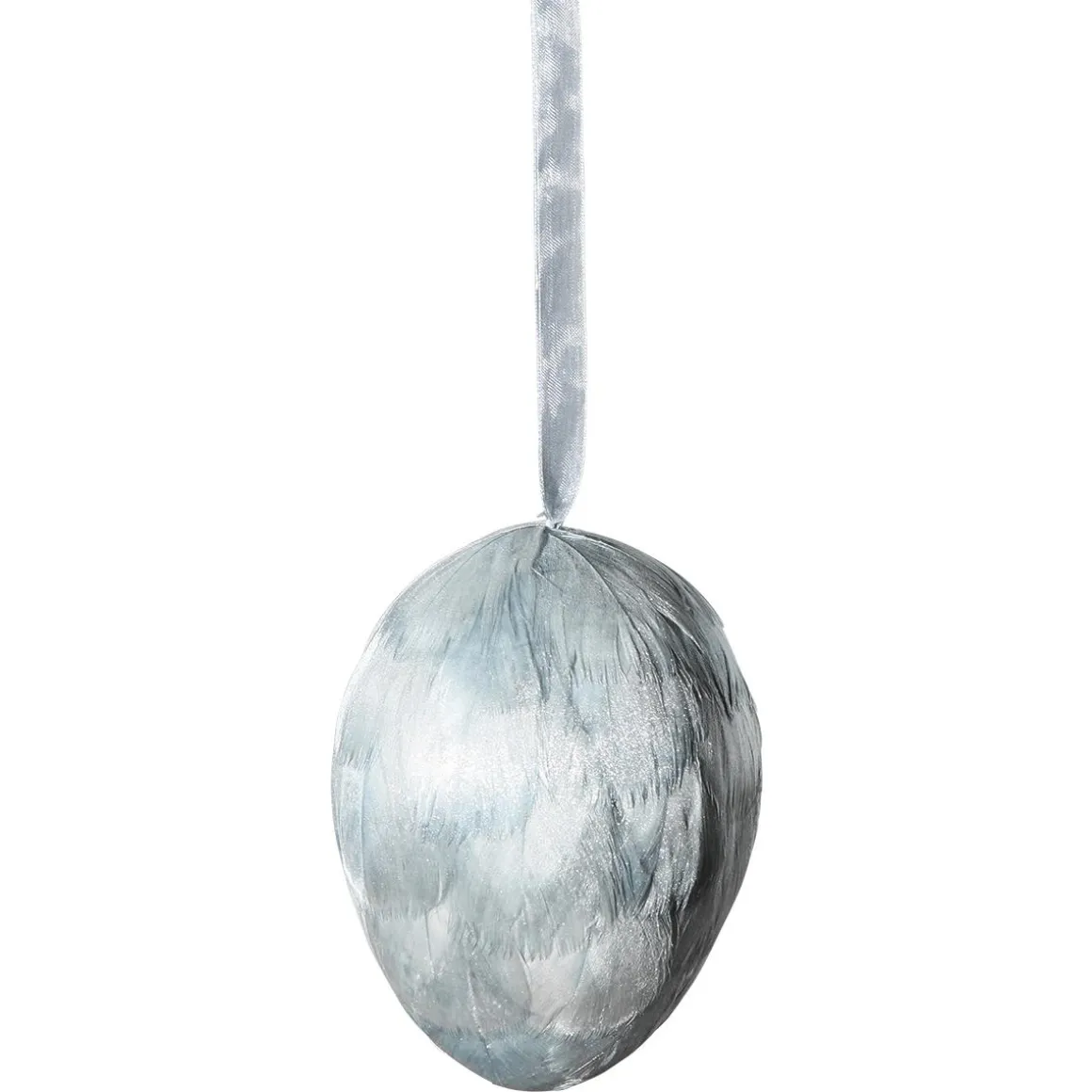 Colgante Decorativo Huevo Con Plumas Azul Hielo, Longitud 10 Cm