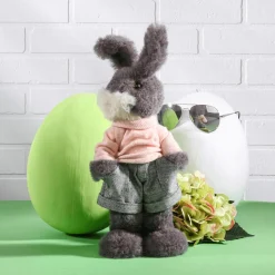 Conejo De Pascua De Peluche Deco De 40 Cm De Altura, Gris