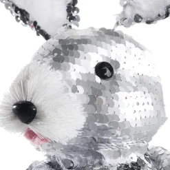 Conejo De Pascua Decorativo Con Lentejuelas Reversibles Plata, 35 Cm
