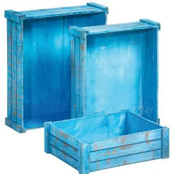 Conjunto De Cajas De Madera, Color Azul Claro