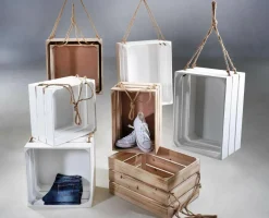 Conjunto De Cajas De Madera, 2 Piezas 43/48 Cm Blanco