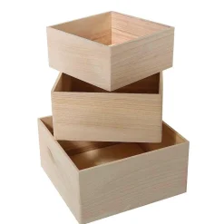 Conjunto De Cajas De Madera Cuadrado 3 Piezas
