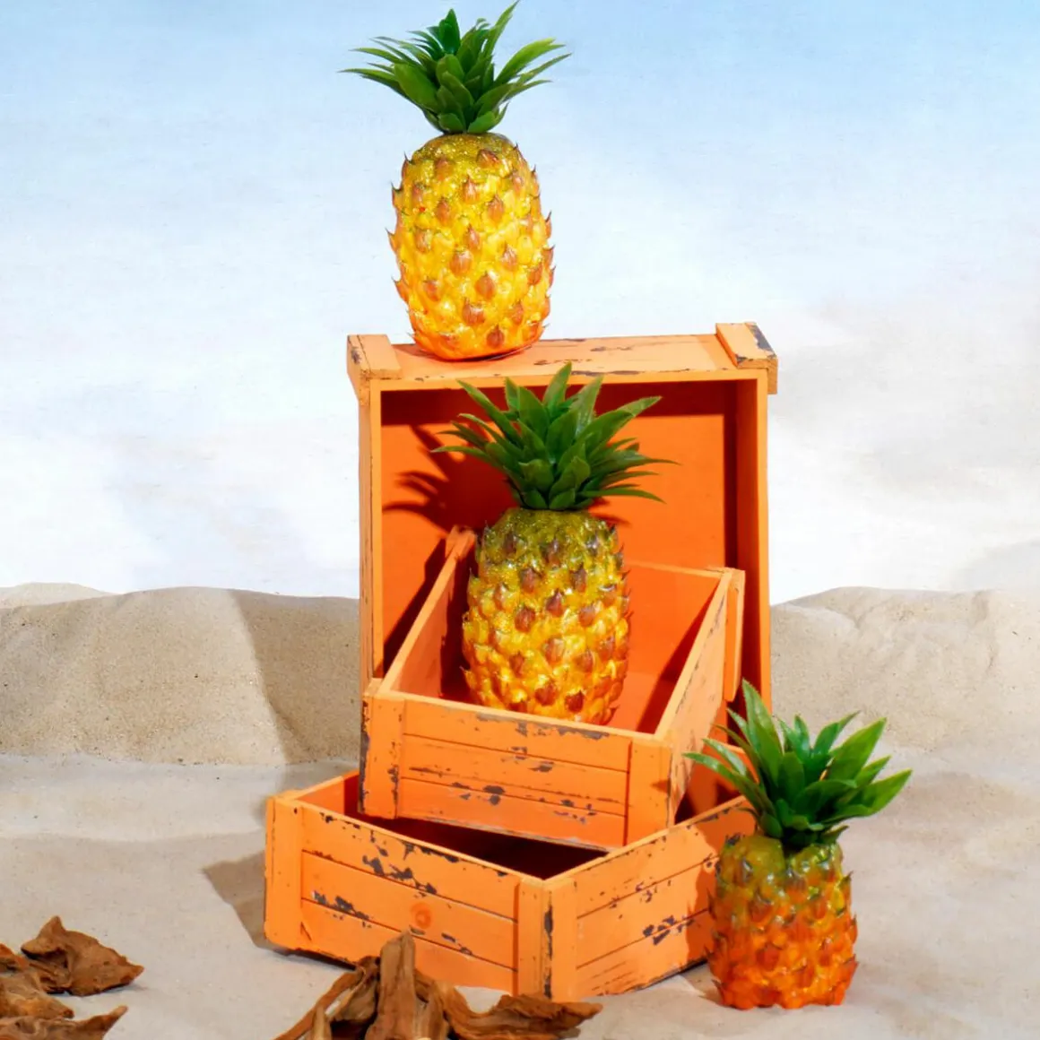 Conjunto De Cajas De Madera, Anaranjado