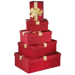 Conjunto De Cajas De Regalo Rojas, 5 Piezas