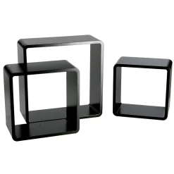 Conjunto De Estantes "Cubo" Color Negro 3 Pz.