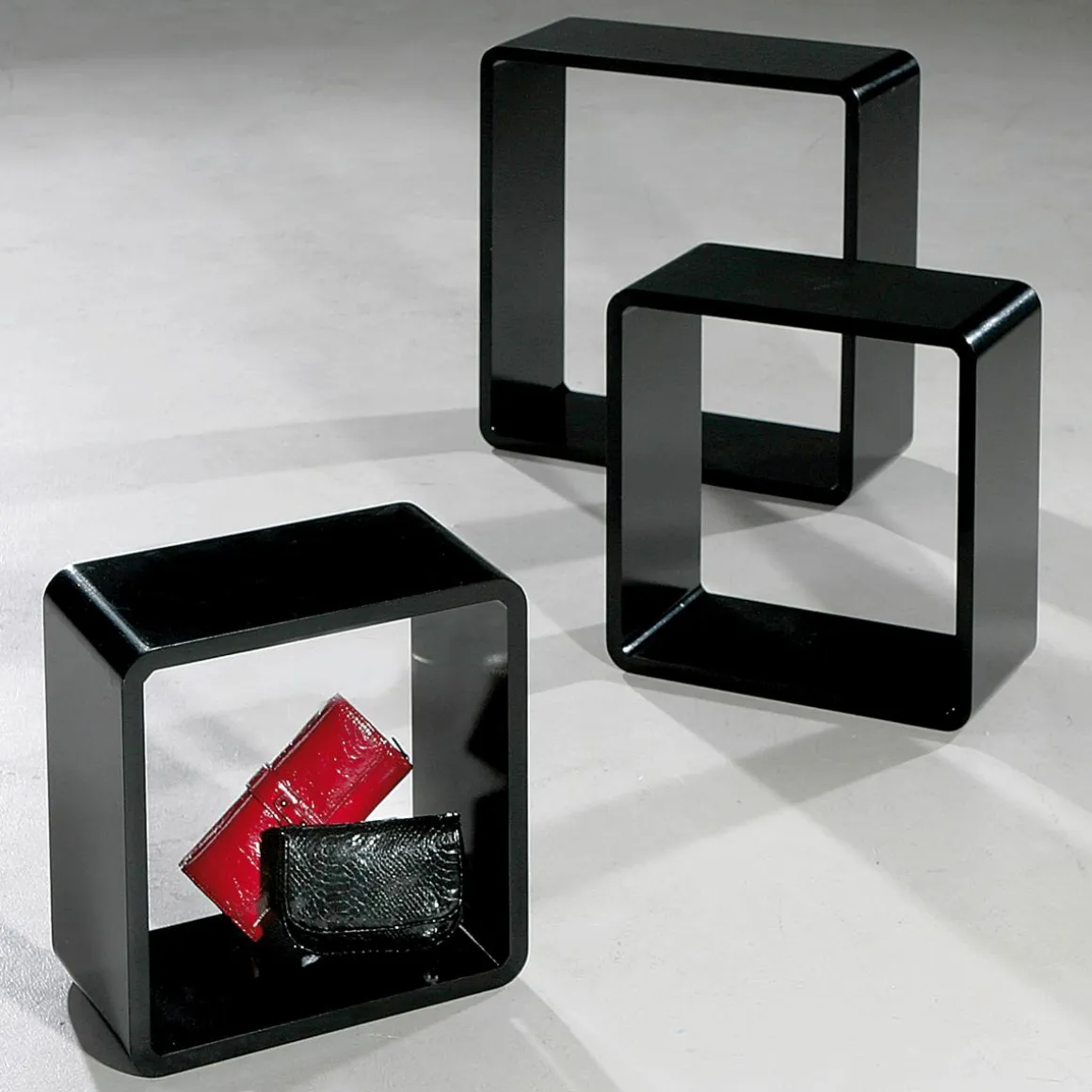 Conjunto De Estantes "Cubo" Color Negro 3 Pz.