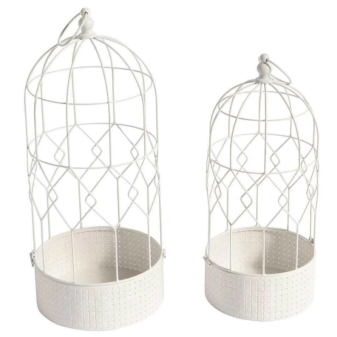 Conjunto De Jaulas Para Pájaros Decorativas Blancas, Redondas