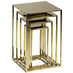 Conjunto De Mesas De Metal Oro 4 Piezas