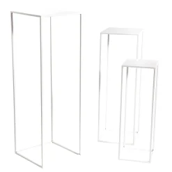 Conjunto De Mesas De Metal Blanco 3 Piezas