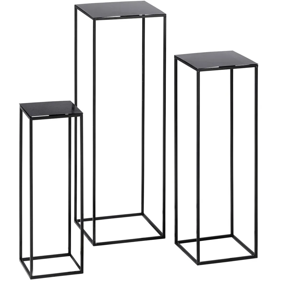 Conjunto De Mesas De Metal Negro 3 Piezas