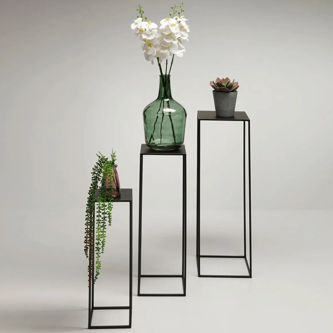 Conjunto De Mesas De Metal Negro 3 Piezas