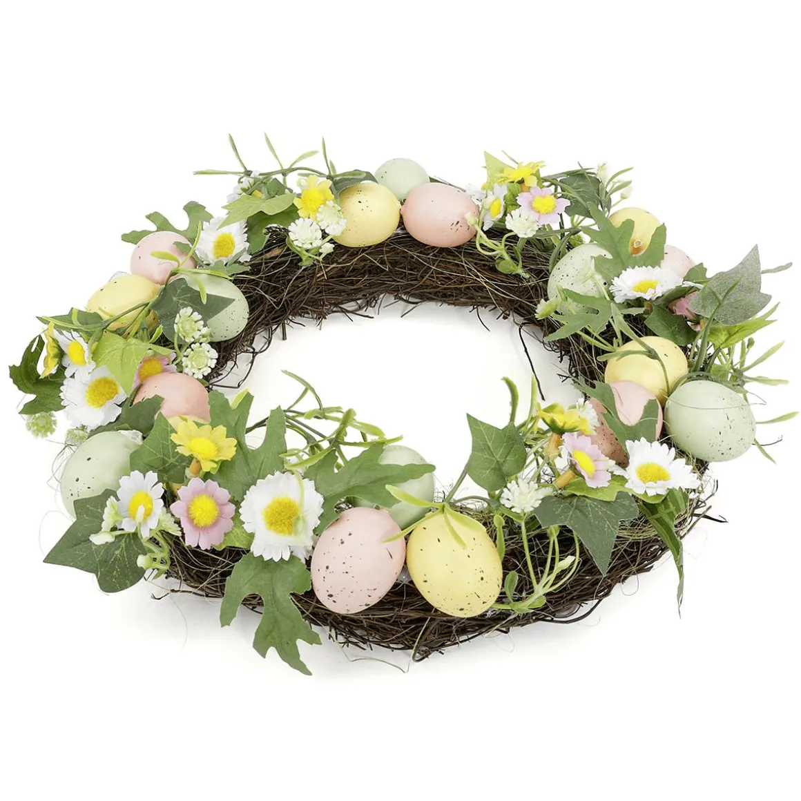 Corona Artificial De Huevos De Pascua En Colores Pastel 32 Cm Ø