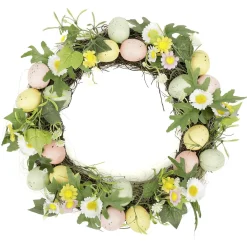 Corona Artificial De Huevos De Pascua En Colores Pastel 32 Cm Ø