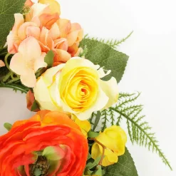 Corona De Flores De Hortensia Artificial Naranja 30 Cm Ø