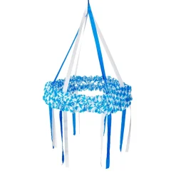 Corona Decorativa Oktoberfest Con 6 Cintas Azul Blanco 75 Cm Ø X 120 Cm Alto