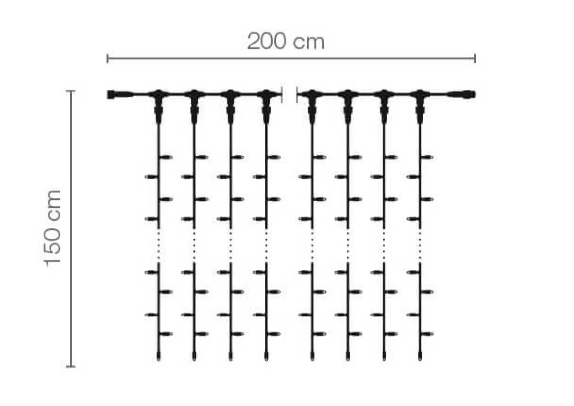 Cortina De Luces LED Para Uso Profesional Sistema IP67, 300 LED, 150 X 200 Cm, Sin Cable