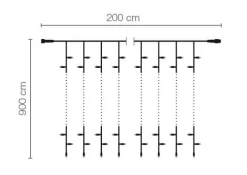 Cortina De Luces LED Para Uso Profesional Sistema IP20, 1800 LED, 900 X 200 Cm, Sin Cable