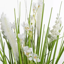 Césped Artificial Decorativo Con Flores Blancas 48 Cm