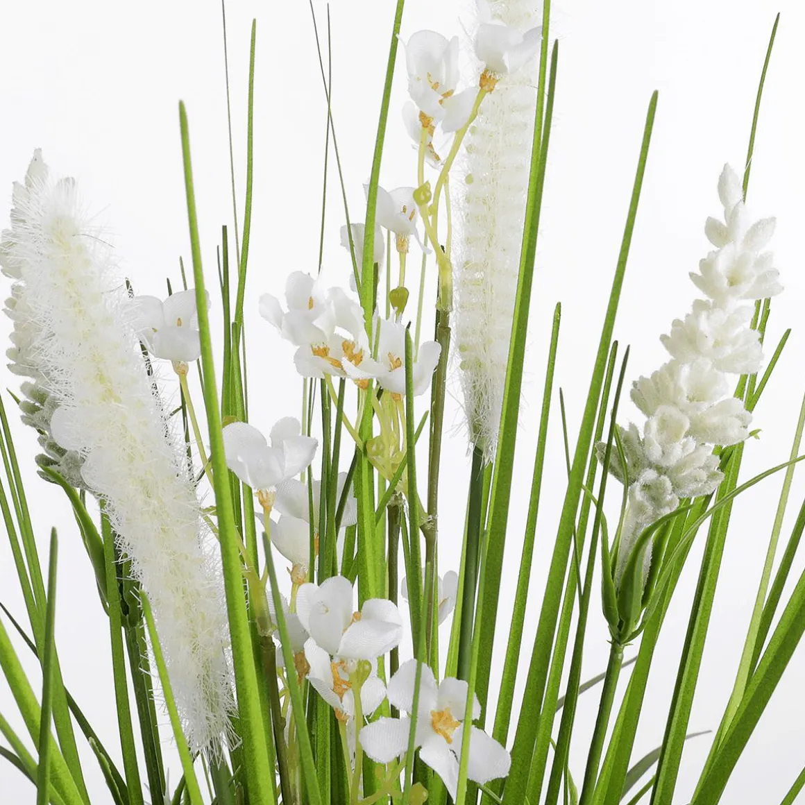 Césped Artificial Decorativo Con Flores Blancas 48 Cm