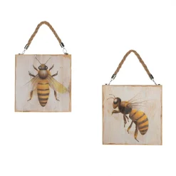 Cuadros Murales De Madera Letreros De Madera Con Motivo De Abeja 2 Piezas 19 X 19 X 1,7 Cm