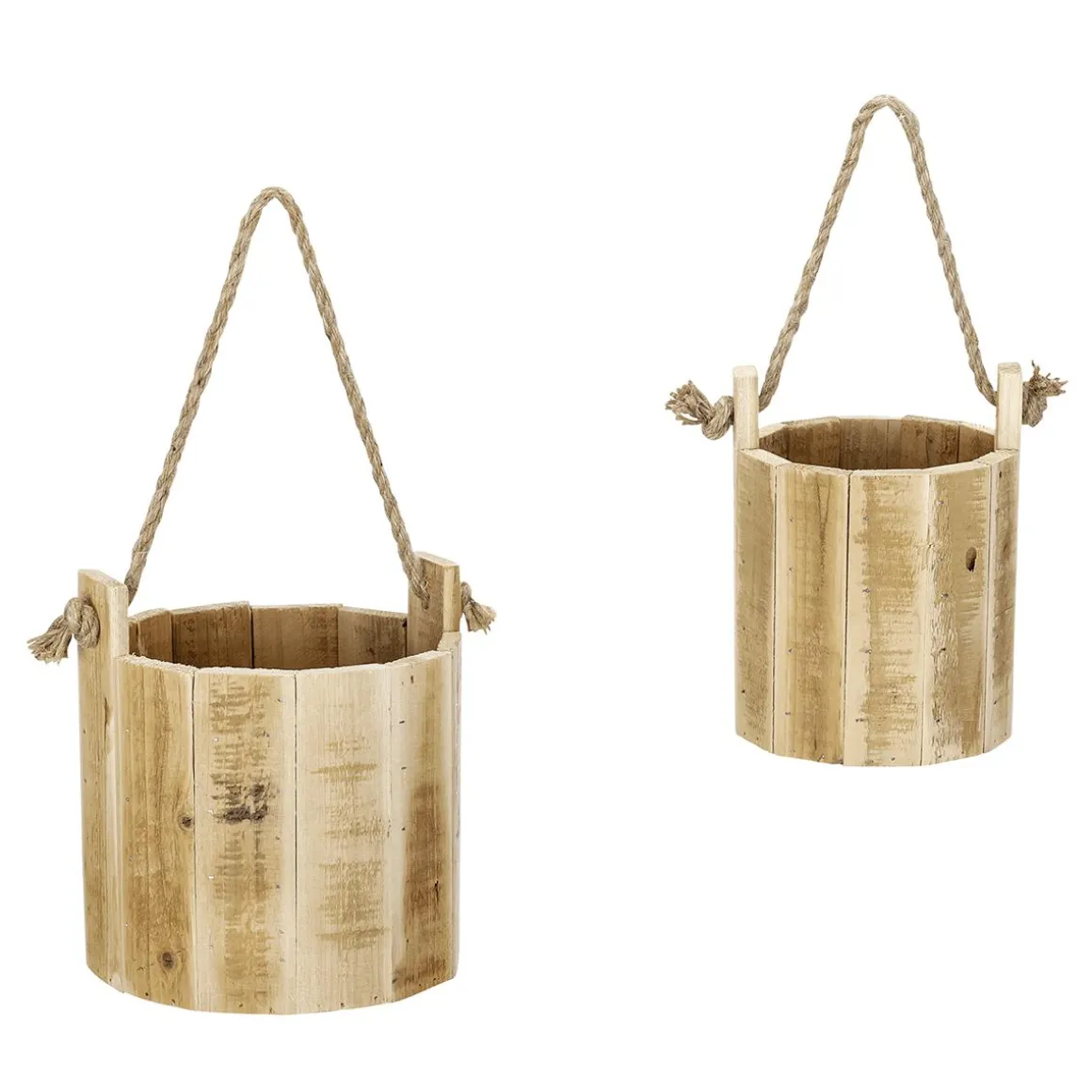 Cubo Rústico De Madera En Set De 2, 21 Cm