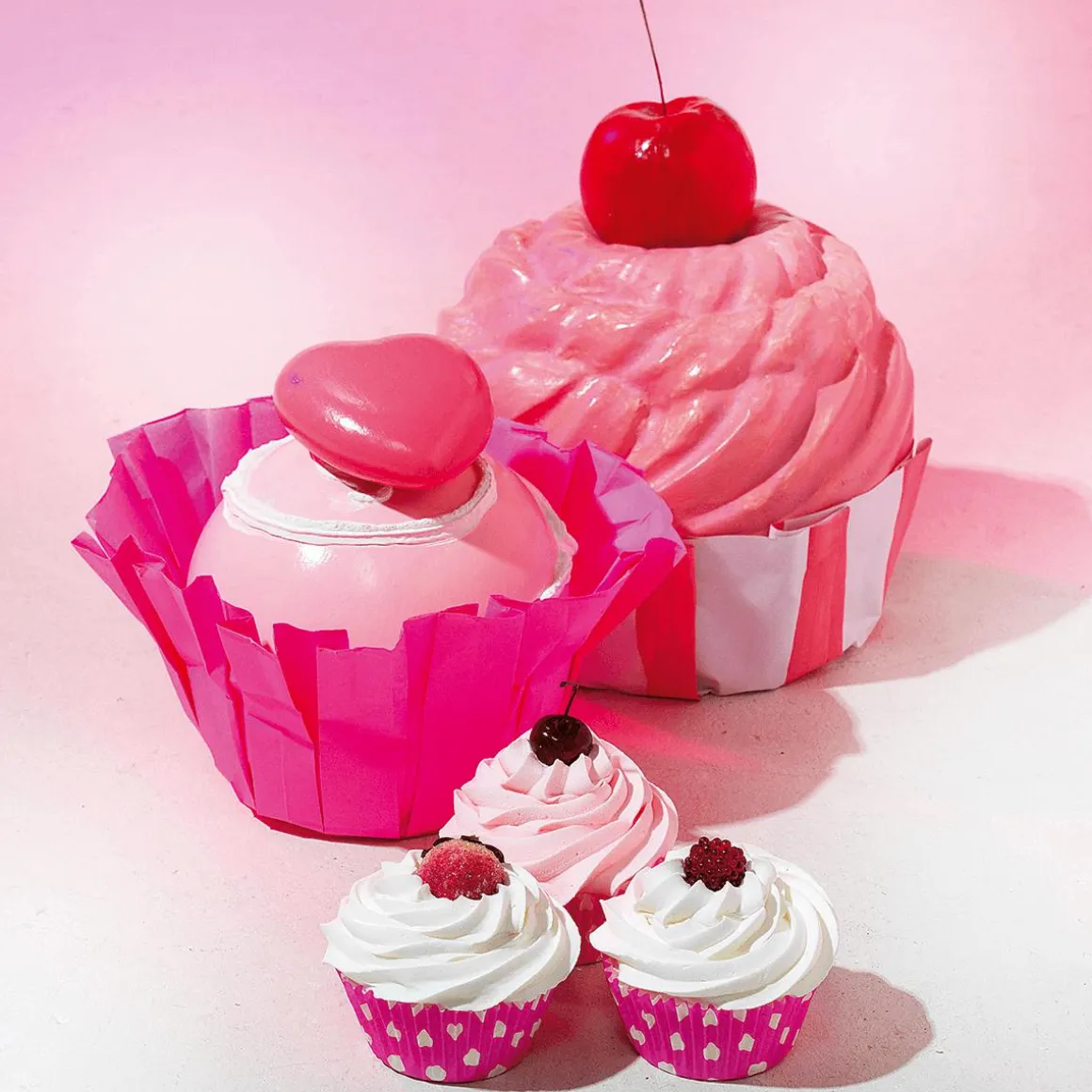 Cupcakes Muñeco De Comida Rosa 3 Piezas, 7 Cm