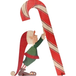Deco Display Elfo De Navidad Con Bastón De Caramelo