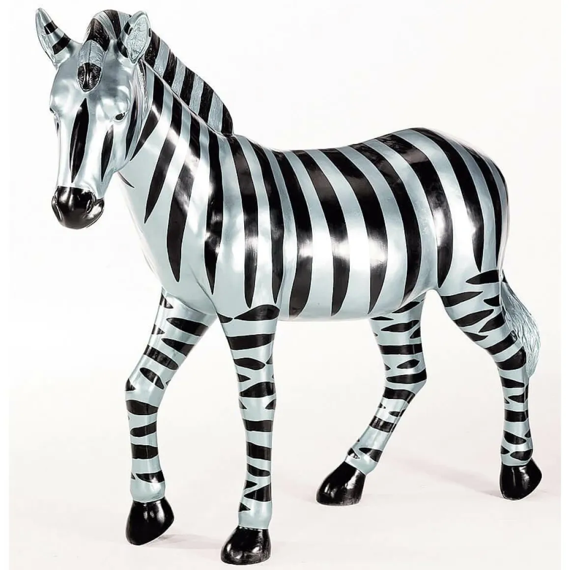 Deco Zebra 190 Cm De Largo, Negro Plateado