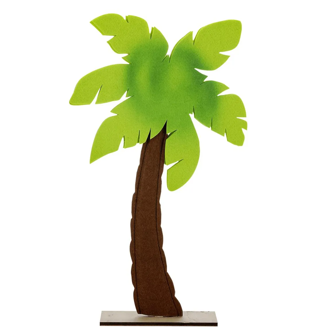 Decoración Palmera De Fieltro Sobre Base De Madera 53,50 Cm