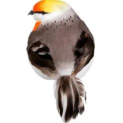 Decoración Pájaro Gris Naranja 19 Cm